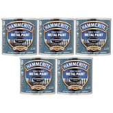5X Hammerite Hammered Black Paint 250ml Tin Paint